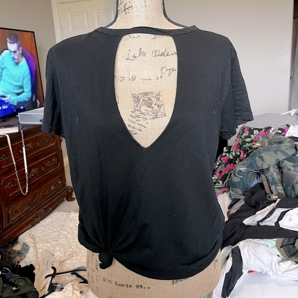Black cut out T-shirt blouse